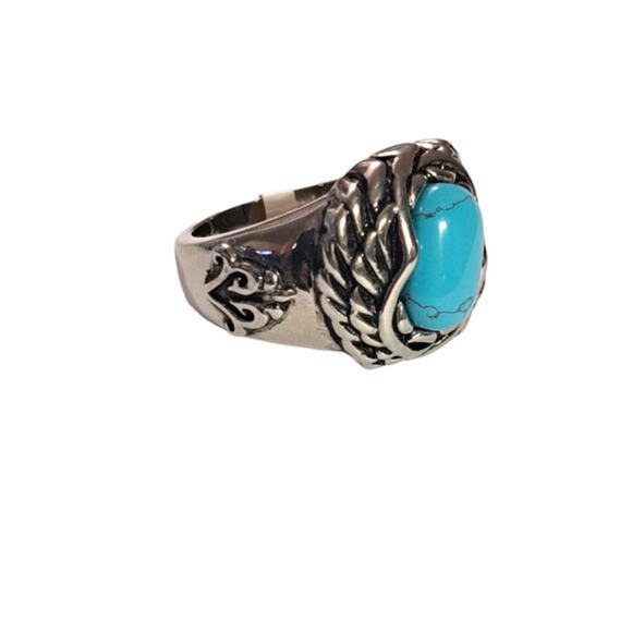 New stainless steel ring with turquoise size 15 - Picture 4 of 6